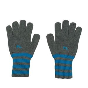 Vintage Futura Laboratories Gray & Blue Stripe Knit Gloves